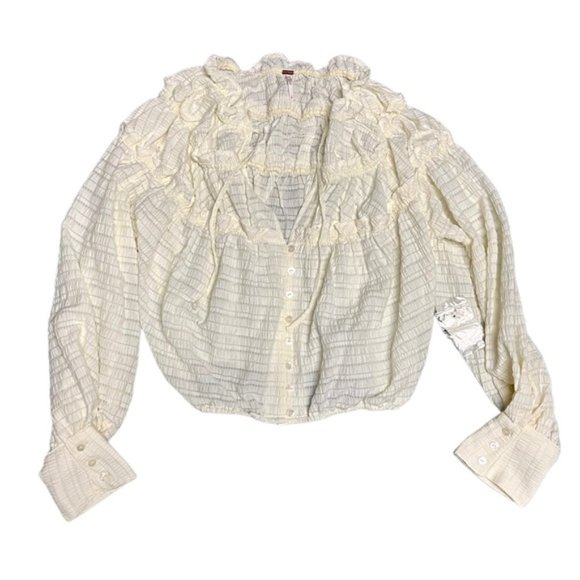 Free People Hailey Blouse Size Small Oversized Textured - Picture 4 of 11